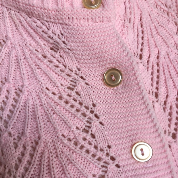 Vintage Cuddle Knits Baby Pink Shell Pattern Relaxed Fit Cardigan Sweater M L - Picture 7 of 10
